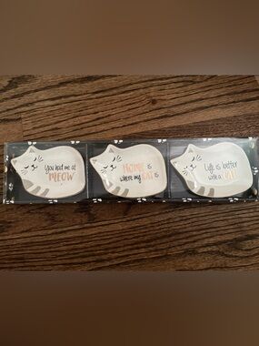 Cat Shaped 3 Piece Trinket Dish Set - Cream